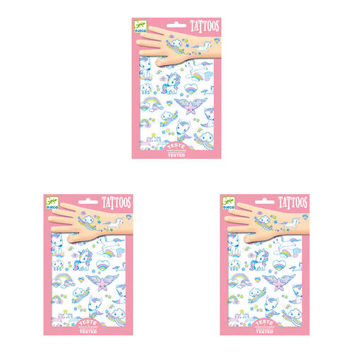 150pc Djeco Unicorns Temporary/Fake Tattoos Kids 3y+