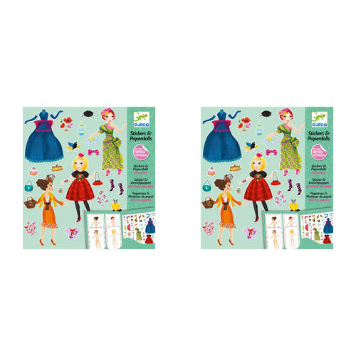 2PK Djeco Massive Fashion Stickers & Paper Dolls Set 6y+