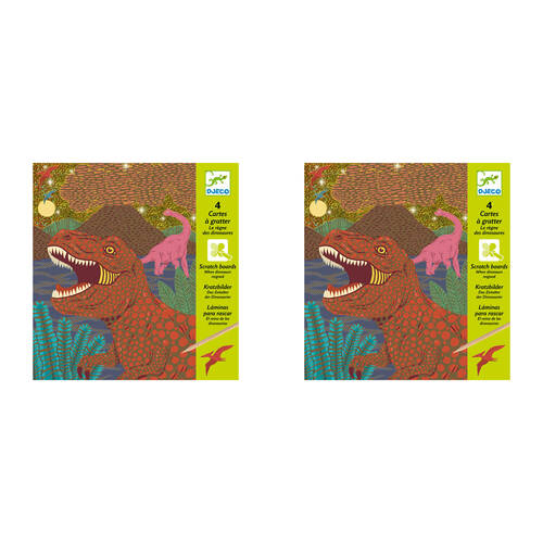 8pc Djeco When Dinosaurs Reigned Scratch Cards w/ Stylus Activity Kit 6y+