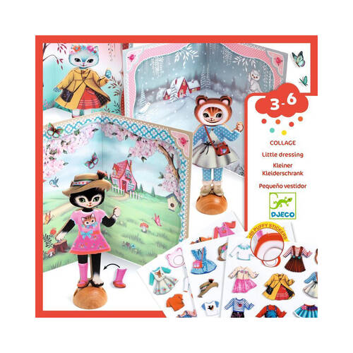 9pc Djeco Little Wardrobe Paper Doll Dress Up Collage Set Kids 3y+