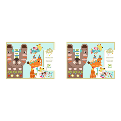 2PK Djeco 3 Giant Animals Paper Kids Crafts Sticker Set Set 3y+