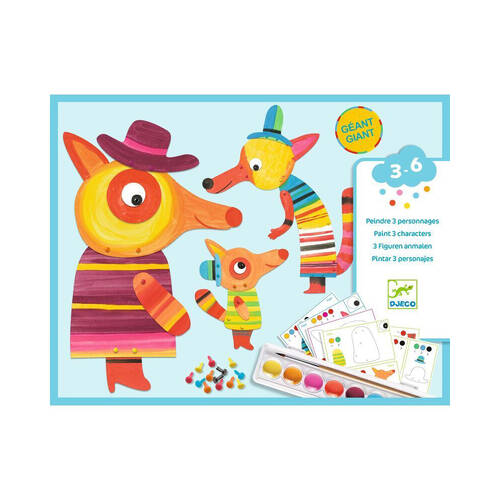 45pc Djeco Fox Family Painting Kit Set Kids/Children 3y+