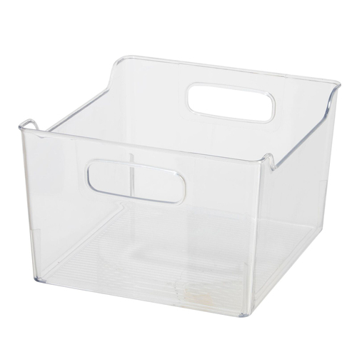 Oggi 25cm Tall Storage Bin Home Food Organiser w/ Handles - Clear