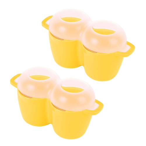 2PK Progressive Prep Solutions Microwave Poach Perfect 2-Egg Cooker - Yellow