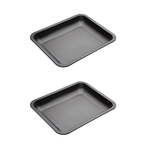 2x Mastercraft Heavy Base 33x25.5cm Medium Roasting Pan - Grey