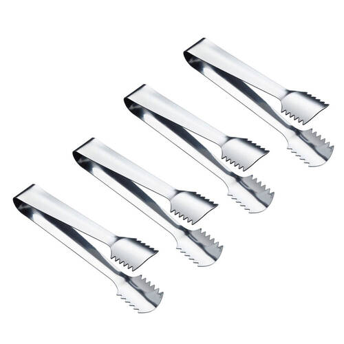 4PK BarCraft 16cm Stainless Steel Ice Serving Tongs - Silver