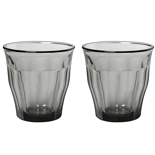 2x 4pc Duralex Picardie 250ml Glass Tumbler Set - Grey