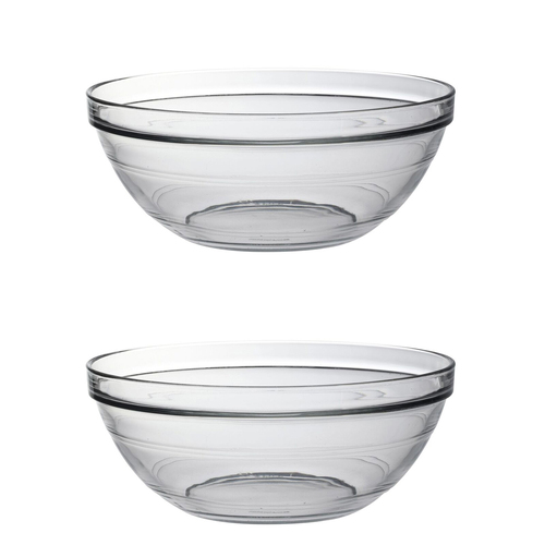 2x Duralex Lys 23cm/2.4L Stackable Glass Bowl - Clear