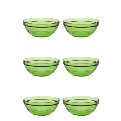 6PK Duralex Gigonge 17cm/970ml Stackable Glass Bowl - Green