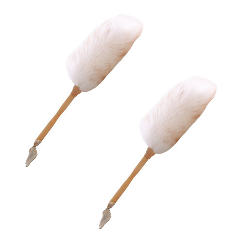 2PK Auskin Long Wool Sheepskin Duster Wooden Handle 30cm - Natural