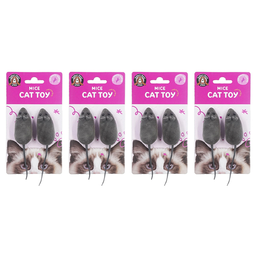 4x 2pc Dudley's World Of Pets Mouse Cat Pet Play Toy 