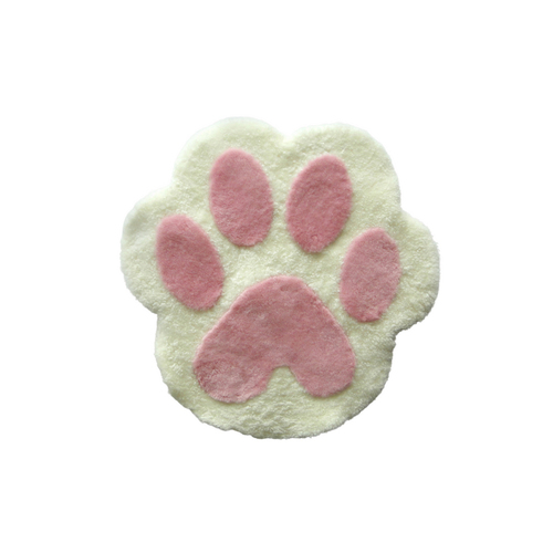 Auskin Sheeskin Pet Paw Rug Floor Mat 37x50cm - White/Pink