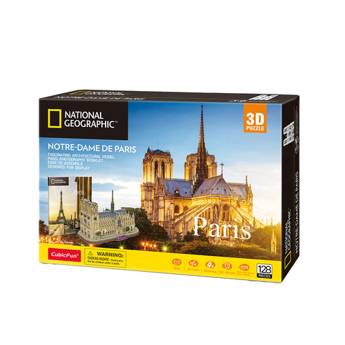 128pc National Geographic 35.5cmParis - Notre Dame 3D Puzzle 8+