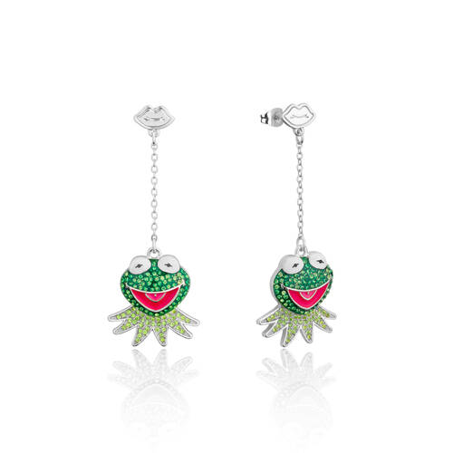 Couture Kingdom Disney the Muppets Kermit the Frog Crystal Drop Earrings Silver