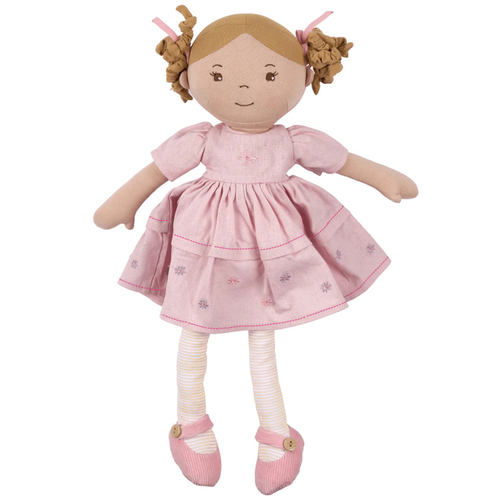 Bonikka Amelia Linen Doll 42cm Soft Toy w/ Brown Hair 0m+