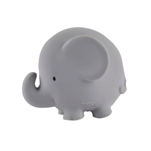 Tikiri Rubber Elephant Zoo Animal 96001 Baby Teether 11x10cm - Grey 0m+