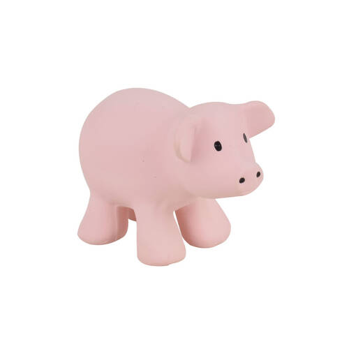 Tikiri 10.5cm Farm Animal Rubber Pig 95001 Sensory Toy 0m+ Pink