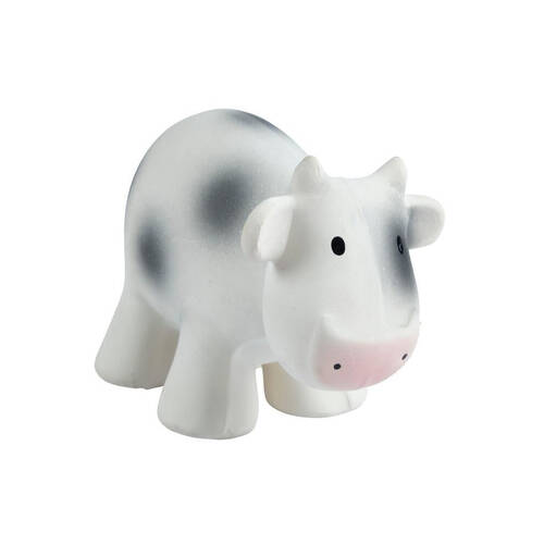 Tikiri 12cm Farm Animal Rubber Cow 95002 Sensory Toy 0m+ White