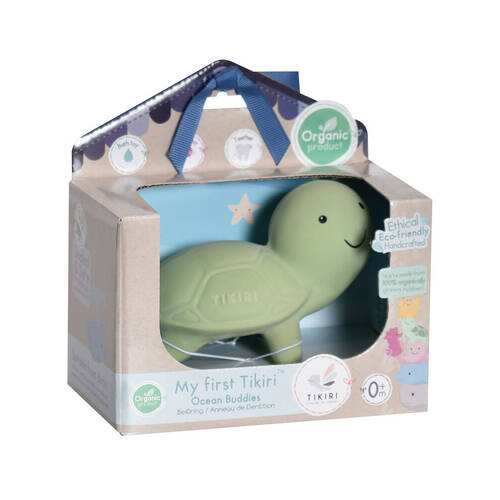 Tikiri 5cm Boxed Ocean Buddy Rubber Turtle 97510 Baby Toy 0m+ Green