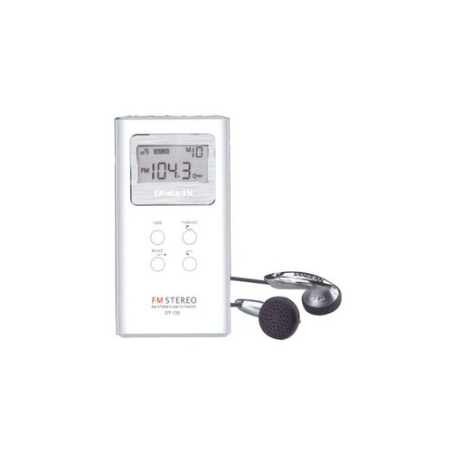 Sangean White Fm/Am Radio Pocket Size With Earphones