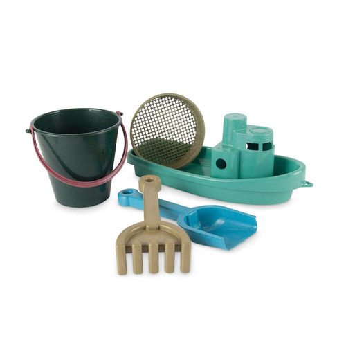 5pc Dantoy Blue Marine Toys Boat & Sand w/ Cotton Net Sandpit Toy Set 2+