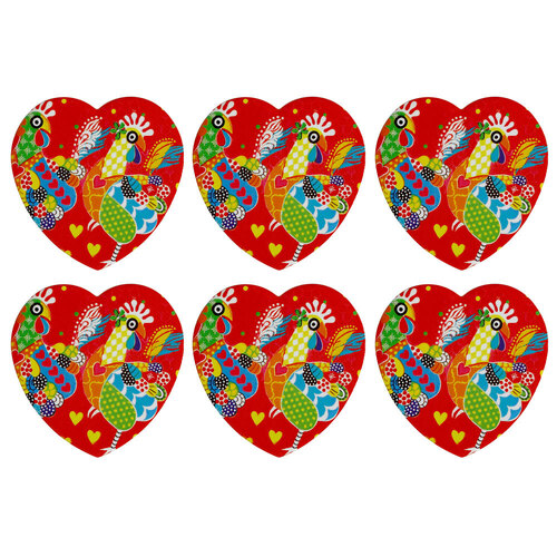 6PK Maxwell & Williams Love Hearts Ceramic Heart Coasters - Chicken Dance