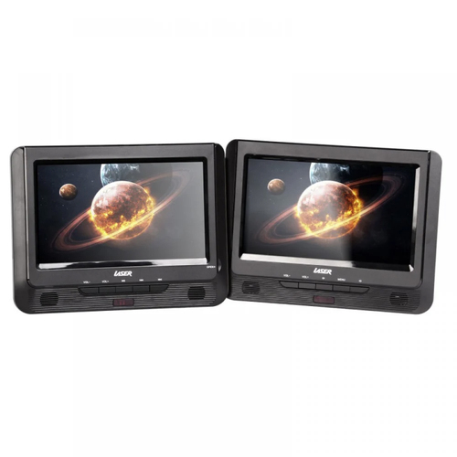 Laser Portable DVD Player w/ Dual 9" Screens Headphones/Car Headrest Case