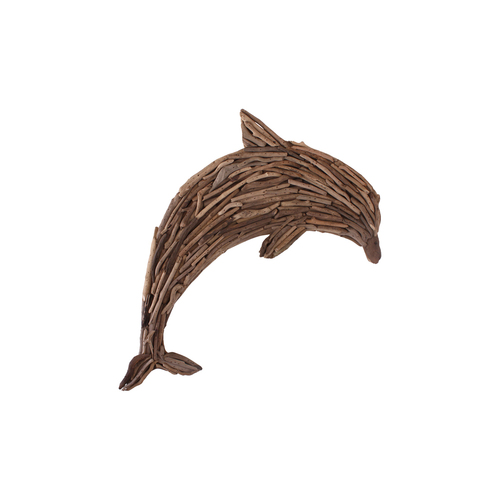 Darlin Driftwood 66x46cm Dolphin Wall Art Hanging Home Decor Brown 