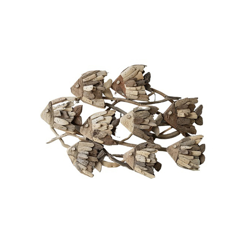 Darlin Driftwood 52x37cm School of Angel Fish Wall Art Hanging Decor Brown