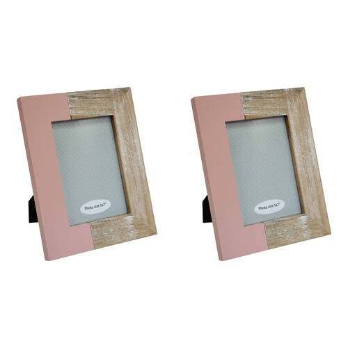 2PK LVD MDF/Glass 5x7 Picture/Photo Frame Home Decor Modern Dusty Rose Side