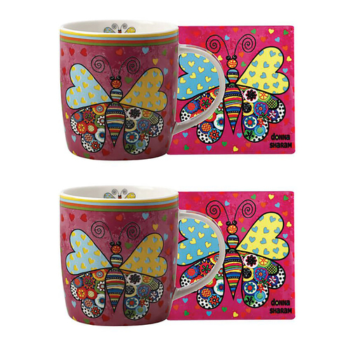 2x Maxwell & Williams Donna Sharam Uoouoo 370ml Mug & Coaster Set - I Love Uoo Uoo