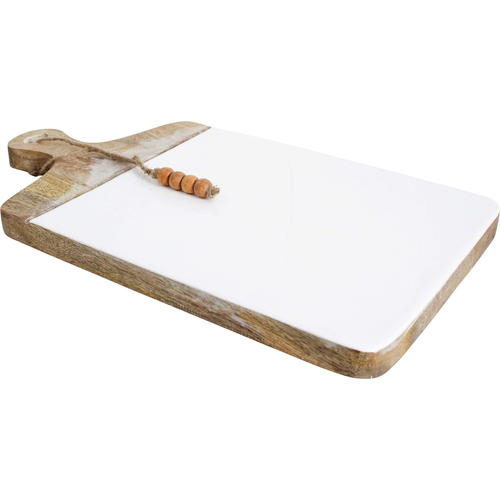 LVD Wooden Food Serving Board Tray Rectangle 25x40cm - White