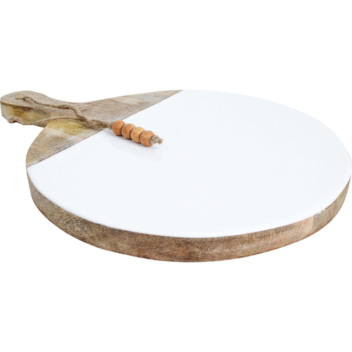 LVD Wooden Food Serving Board Round 30x40cm - White