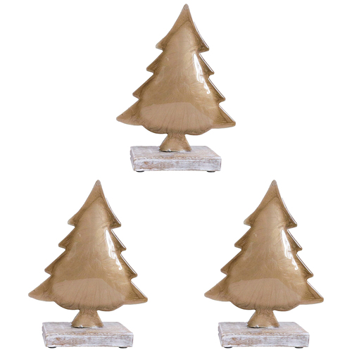 3PK LVD Xmas Tree Assorted Champagne Decorative Sculpture Home/Lounge Decor