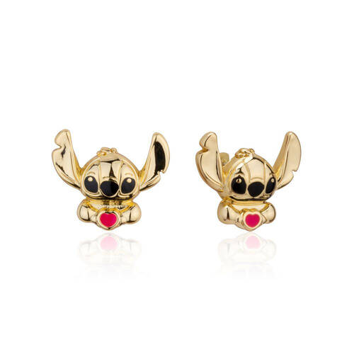 Couture Kingdom Disney Lilo and Stitch Love Heart Stud Earrings Gold