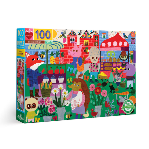 100pc eeBoo Jigsaw Puzzle Green Market 45x68cm Educational Game 5+