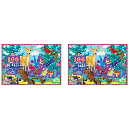 2x 100pc eeBoo Jigsaw Puzzle Life on Earth 45x68cm Educational Game 5+