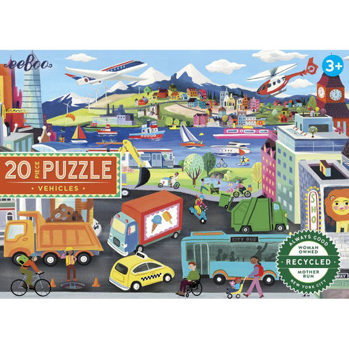 20pc eeBoo Kids Jigsaw Puzzle 28x38cm Vehicles 3y+