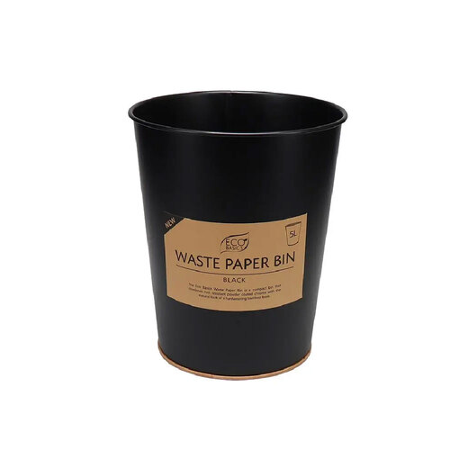 Eco Basics Compact Waste Paper Rubbish Bin 5L - Black