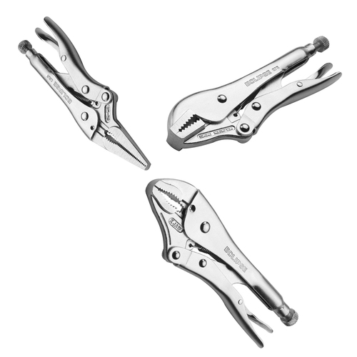 3pc Eclipse Pro Tools Chrome Locking Plier Set - Silver