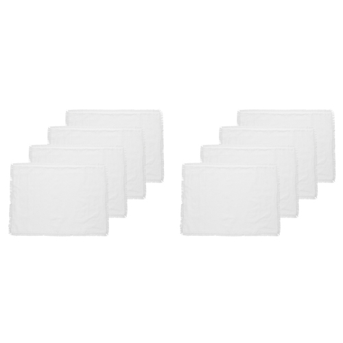 2x 4pc Ecology Fray Dinning Table Placemats 53cm White