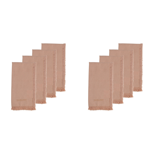 2x 4pc Ecology Cotton Fray Dinning Table Napkins 45cm Blush