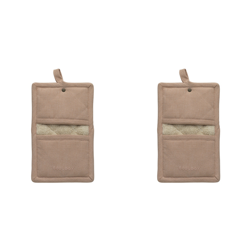 2PK Ecology Rye Cotton Kitchen Oven Pot Holder Grip Blush 16x26cm