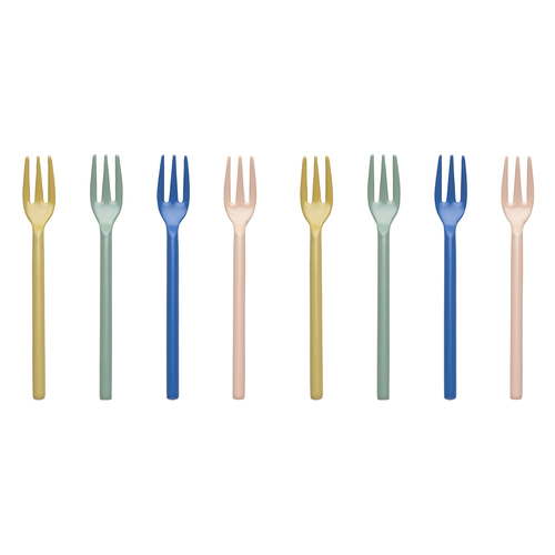 2x 4pc Ecology Stainless Steel/Enamel Apostle Cake Forks 14cm