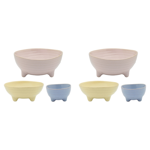 2x 3pc Ecology Ottawa Nesting Bowls 8/12/16cm Blue/Lemon & Blush