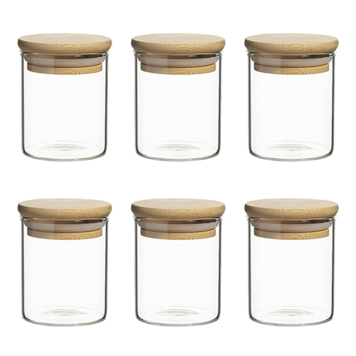 6pc Ecology Pantry 7.5cm Round Spice Jar Set w/ Bamboo Lid