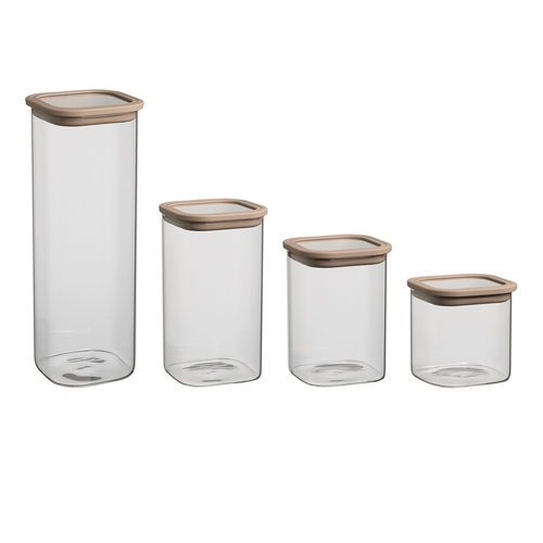 4pc Ecology Store Square Canister w/ Lid Set - Clear