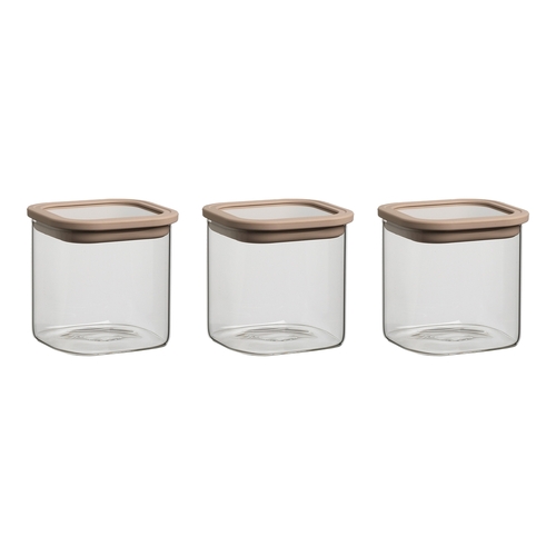 3pc Ecology Store Square Canister w/ Lid Set - Clear