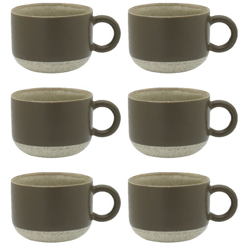 6PK Ecology Stoneware Kitchenware Hull Drinking Mug Cup 370ml/14cm Kelp