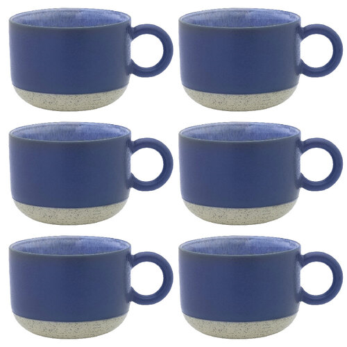 6PK Ecology Stoneware Kitchenware Hull Drinking Mug Cup 370ml/14cm Periwinkle